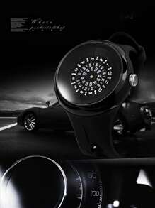 流線型形狀的密碼數字運動風男士手錶,全黑色樹脂免指針創新設計男士石英手錶。非常獨特創新的設計。 - 黑色 - 查看 8