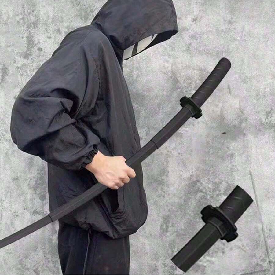 1入組可伸縮的重力直刀蘿蔔刀武士刀減壓玩具 - 黑色 - 查看 1