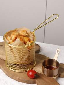 1只帶手柄的金色鐵絲炸籃,可選擇8cm / 10cm直徑的圓形網狀炸籃,適用於炸薯條、炸鍋、小型桌面炸籃。 - 金色 - 查看 4