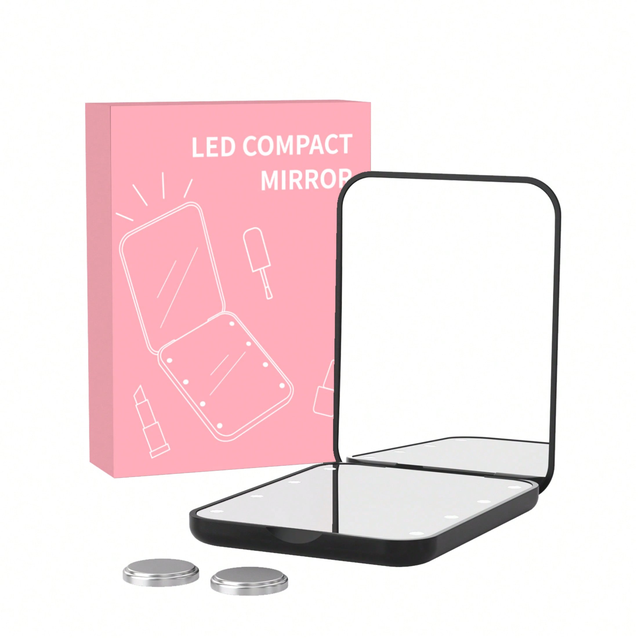 Pocket Mirror, 1X/2X Magnification LED Compact Travel Makeup Mirror With Light For Purse, 2-Sided, Portable, Folding, Handheld, Small Lighted Mirror For Gift  Cute Portable Led Lighted Magnifying Travel Makeup Mirror 1X/2X Magnification Folding Dual Sided Compact Handheld Illuminated Mirror For Home Tabletop Decoration, Bathroom, Dresser Vanity & Countertop Bedroom Travel Dormitory Mirror Women GiftCountertop Bedroom Travel Dormitory Mirror Women Gift