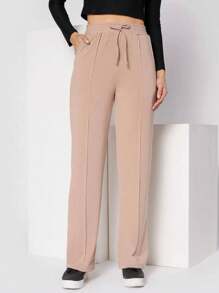 Women Pants - 卡其色 - 查看 4