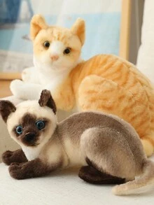 1pc 25CM Lifelike Siamese Cat Grey Cat Orange Cat Plush Toys Stuffed Simulation Animal Dolls Pet Toys For Children Baby Gifts