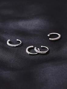 1 par de pendientes de oreja con cristales, pendientes elegantes minimalistas para mujeres, regalo para uso diario versátil - Un par de orejeras - Ver 3