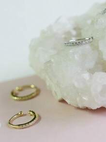 1 par de pendientes de oreja con cristales, pendientes elegantes minimalistas para mujeres, regalo para uso diario versátil - Un par de orejeras - Ver 2