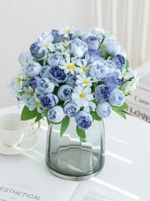 1/3pcs Silk Peony, Rose, Chrysanthemum Artificial Flower Bouquet, Bridal Bouquet, Wedding Decoration, DIY Wreath, Home Decor, Restaurant, Bedroom, Vase Decor, Birthday Party, New Year Gift, Graduation, Autumn Decor, Back To School Room Decor, Study Supplies - Blue - View 5