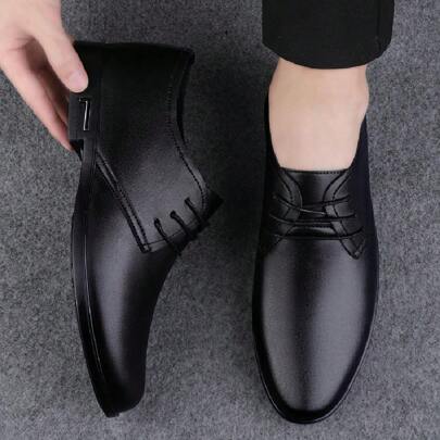 Men's Fashion Casual Lace-Up Dress Shoes, Suitable For Party, Office And Daily Wear
