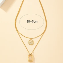 嘻哈酷派小眾圓形品牌吊墜女鎖骨鏈 - 查看 4