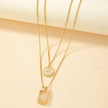 嘻哈酷派小眾圓形品牌吊墜女鎖骨鏈 - 查看 3