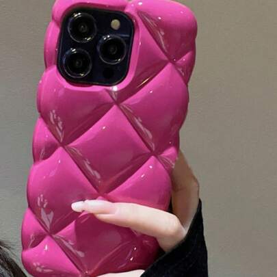 Iphone 16 高端创意时尚钻石图案红色手机壳适用于苹果 iPhone，女孩/女士