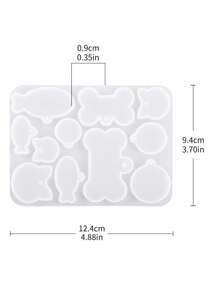 1 pieza Molde de silicona con 11 agujeros para hacer etiquetas de mascotas con resina epoxi, molde de silicona decorativo con forma de pez y hueso de perro para hacer colgantes anti-pérdida y otros colgantes - Blanco - Ver 2