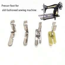 4pcs Vintage Sewing Machine Zipper Presser Foot Set (Iron Foot, Plastic Foot, Left Hole, Right Hole) - Silver - View 1