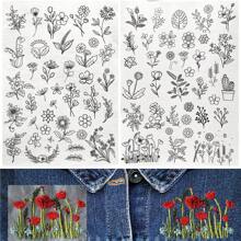 1Set Water Soluble Hand Sewing Stabilizers Wash Away Stabilizer For Embroidery Fabric Embroidery Stabilizers With Boho Pattern For Embroidery Hand Sewing Lover (Flower) (Letters) (Leaf)