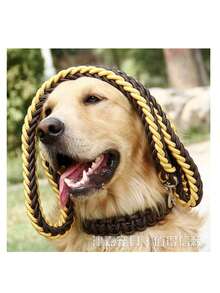 Correa Collar Perro Grande Gruesa Resistente Suave Larga - Amarillo Mostaza - Ver 2