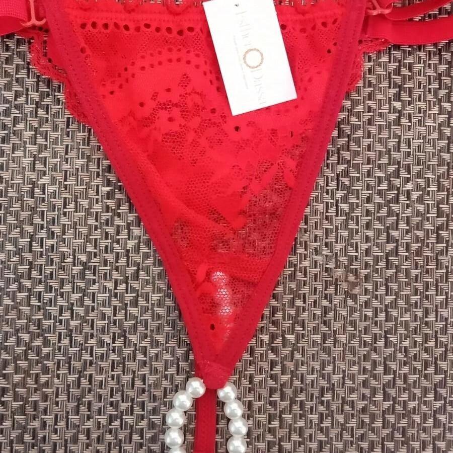 Women Crotchless Panties - 紅色 - 查看 1