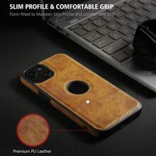 Luxury Leather Business Phone Case Compatible With Iphone 15 14 13 12 11 Pro Max XS XR X SE 7 8 Plus With [LOGO VIEW WINDOW] Ultra Slim Shockproof Cover-Brown