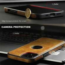 Luxury Leather Business Phone Case Compatible With Iphone 15 14 13 12 11 Pro Max XS XR X SE 7 8 Plus With [LOGO VIEW WINDOW] Ultra Slim Shockproof Cover-Brown