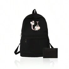 1 Set, A Black Printed Backpack And A Black Small Bag, Makeup Bag, Travel Storage Bag, Solid Color Cosmetics Wallet, Large Capacity Travel Makeup Bag: Very Suitable For Outdoor Beauty! Suitable For Weddings, Birthdays, Beaches, And Holidays, It Is The Best Gift For Family And Friends. This Is A Large Bag, Suitable For Students, Returning To School, And As A Gift For Teachers. It Is A Portable Leisure Storage Handbag, A Multifunctional Shopping Bag With A Novel Design And Large Capacity, Making It An Ideal Choice For Shopping - Black - View 25