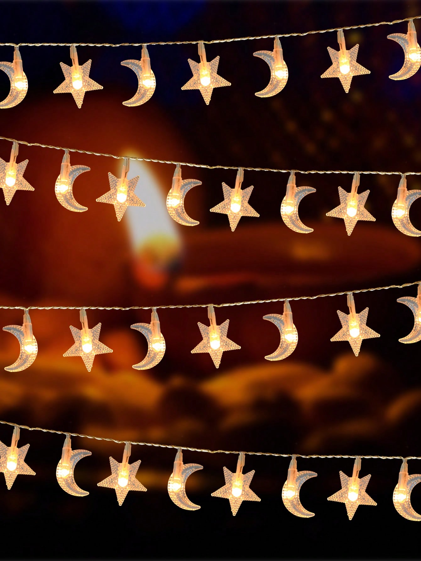 أضواء نجوم وقمر 10/20/30/40 مصباح بطول 1.5/3/4.5/6...