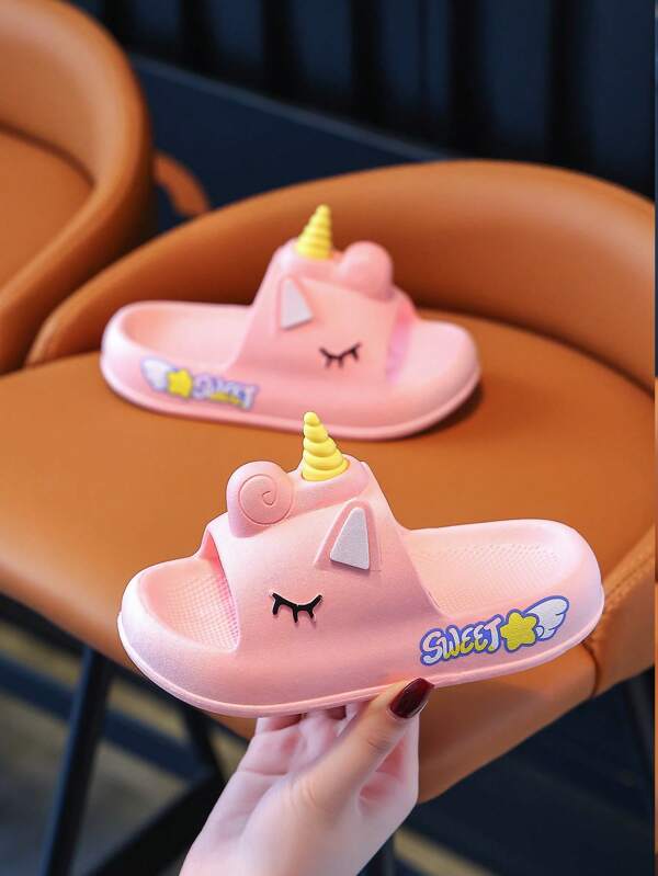 1 Paire De Pantoufles Antidérapantes Mignonnes En Forme De Poney Pour Enfants À Porter À L'intérieur, Pour Les Filles