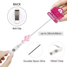 Retractable Id Badge Reel, Suitable For Nurses - Pink - View 6