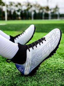 男女皆可使用專業高筒足球鞋,鞋底釘子,適用於人造草皮,防滑設計,適用於戶外訓練和比賽。 - 白色 - 查看 2
