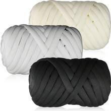 1入組手編毛毯枕頭毛線DIY，粗毛線手臂編織，適用於袋子的柔軟毛線，手工毛毯專用厚毛線，枕頭DIY家居裝飾 - 白色 - 查看 8