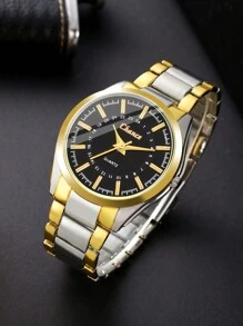2pcs Fashionable Couple'S Round Alloy Dial Watch Set (For Men & Women) As A Gift For Students Returning To School