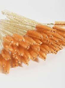 便携式睫毛膏刷，50支装睫毛膏刷，眉刷螺旋刷化妆工具，眉刷，眼影刷，螺旋刷，赠品 - 咖啡棕 - 查看 3