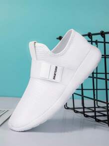 DaoLxi Scarpe casual da uomo bianche, slip on, leggere, da lavoro, da ginnastica, traspiranti, antiscivolo, in rete, da passeggio, da palestra, scarpe da allenamento comode - Bianco - Visualizzare 5