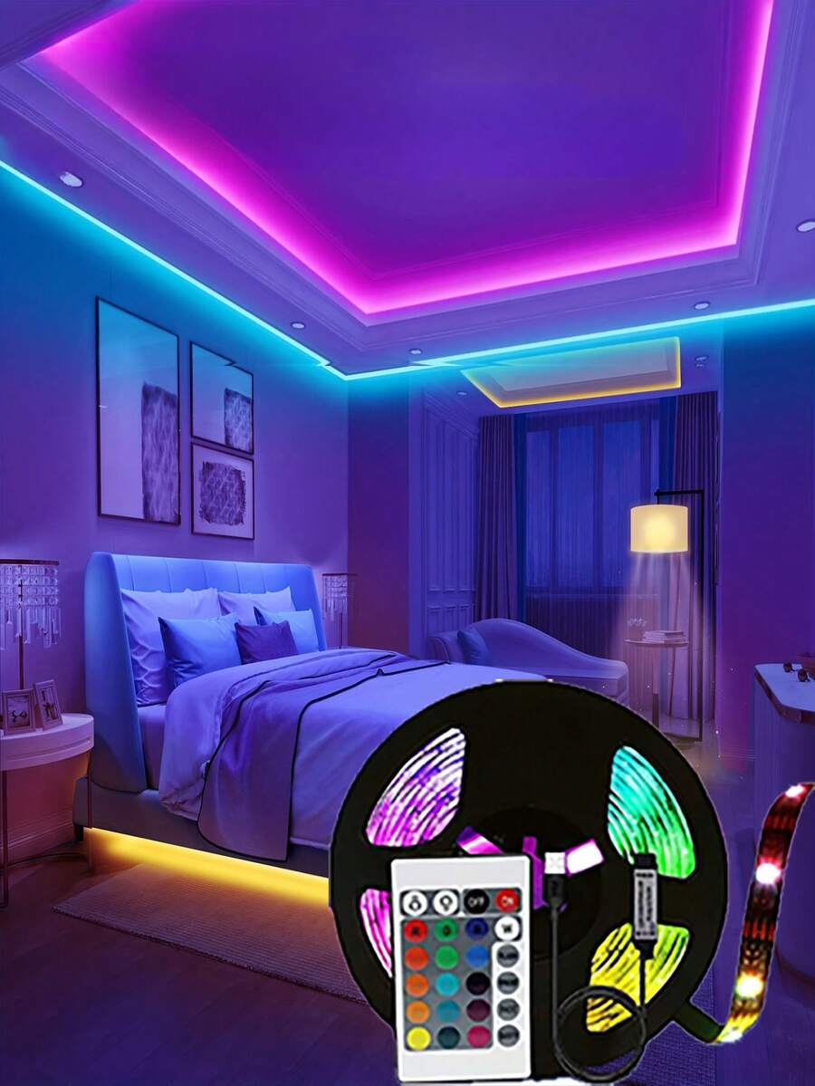 Led彩色創意條形燈帶,帶遙控器的usb Rgb燈帶,用於卧室裝飾、電視背景牆、房間、走廊、玄關裝飾照明,1/2/3/5m,30/60/90/150led - USB Power - 查看 1