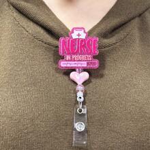 Retractable Id Badge Reel, Suitable For Nurses - Pink - View 3