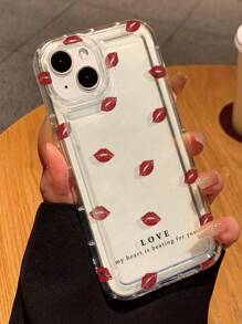 Lipstick Print Clear Case Compatible With IPhone Gift Compatible With Birthday/Valentines/Boy/Girlfriends& Compatible With Samsung Galaxy - Clear - View 3