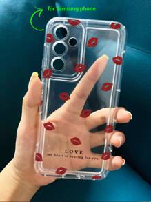 Lipstick Print Clear Case Compatible With IPhone Gift Compatible With Birthday/Valentines/Boy/Girlfriends& Compatible With Samsung Galaxy - Clear - View 4