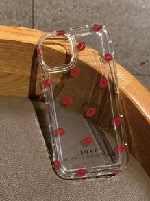 Lipstick Print Clear Case Compatible With IPhone Gift Compatible With Birthday/Valentines/Boy/Girlfriends& Compatible With Samsung Galaxy - Clear - View 2