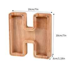 1pc Wooden English Letter Shaped Money Box, Storage Container - Letter H - View 2