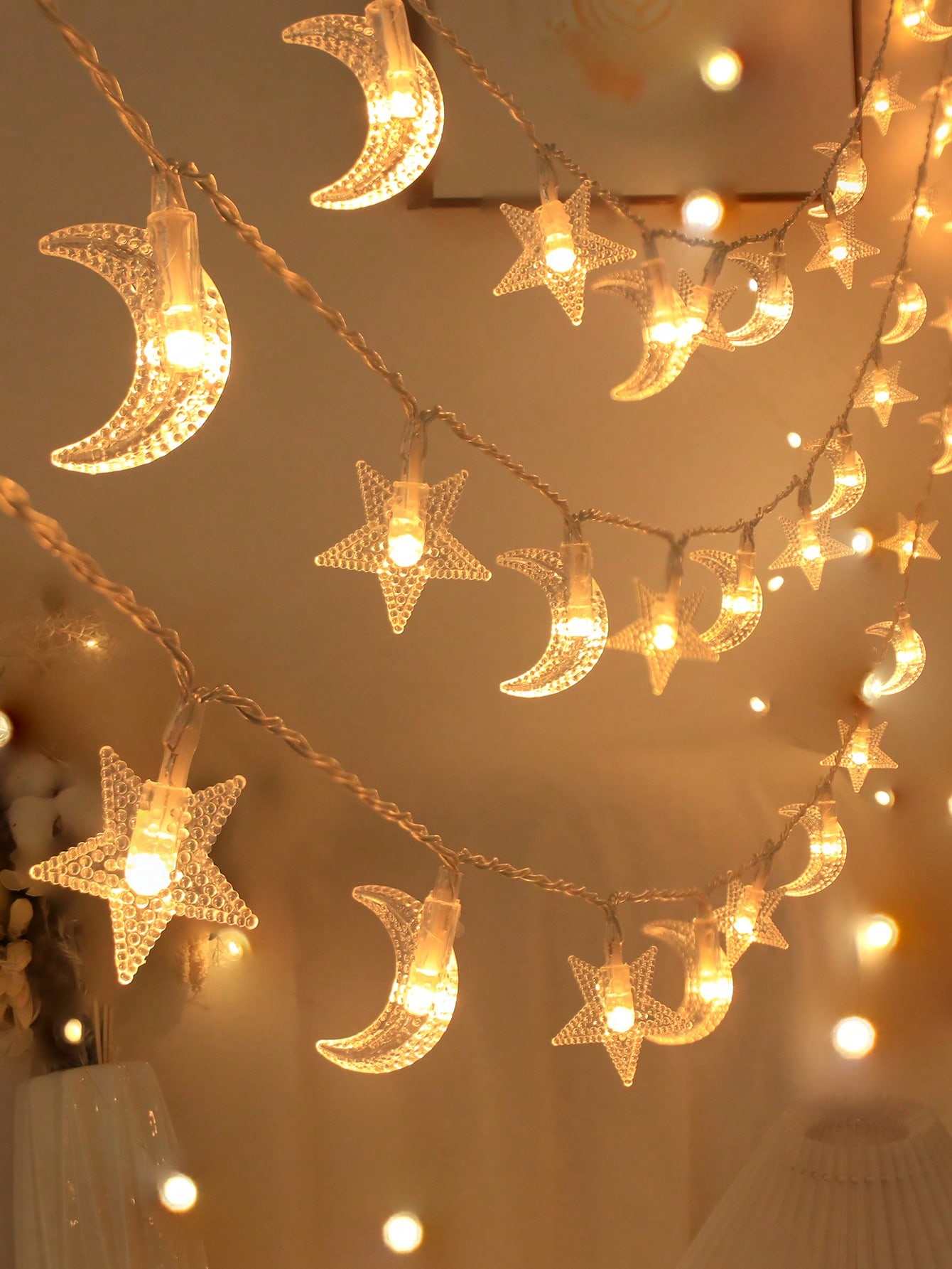 أضواء نجوم وقمر 10/20/30/40 مصباح بطول 1.5/3/4.5/6...