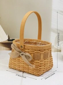 1入組黃色手工節日緞帶花籃，供插花用的柳條籃 - 黃色 - 查看 5