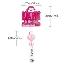 Retractable Id Badge Reel, Suitable For Nurses - Pink - View 2