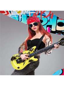 7入組70年代80年代搖滾樂手服裝重金屬假髮男女嬉皮假髮,附頭巾、太陽鏡、朋克手套、紋身袖套,適用於80年代朋克派對配件 - 彩色 - 查看 5