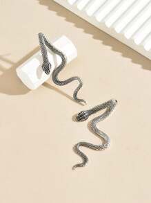 1 Pair Unique Snake Texture Earrings, Vintage Punk Minimalist Delicate Creative Earrings Suitable For Friends, Couples, Parties, Y2K Style, Halloween Valentines,Mom,Mother,Mother's Day,Gift - Antique Silver - View 6