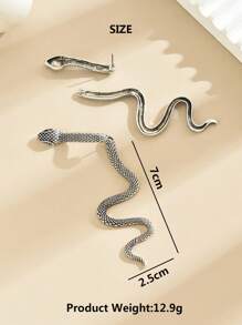1 Pair Unique Snake Texture Earrings, Vintage Punk Minimalist Delicate Creative Earrings Suitable For Friends, Couples, Parties, Y2K Style, Halloween Valentines,Mom,Mother,Mother's Day,Gift - Antique Silver - View 8