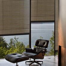 一套罗马式窗帘，带条纹拼接遮阳帘，23-64英寸可伸缩防水防潮竹帘，实用美观