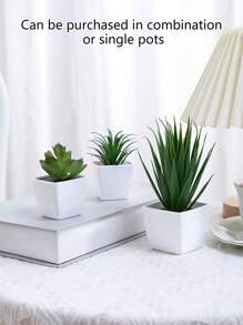 1 件/3 件套人造多肉迷你盆栽植物 - 适用于商店、家庭、客厅、卧室、浴室、书桌装饰 - 白綠色 - 查看 10
