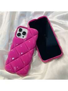 Iphone 16 High-End Creative Fashion Diamond Pattern Red Mobile Phone Case Compatible With Apple IPhones, Girls/Women