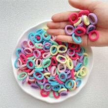 100 unidades Lazos de pelo elásticos de alta elasticidad de colores para uso casual - multicolor - Ver 10