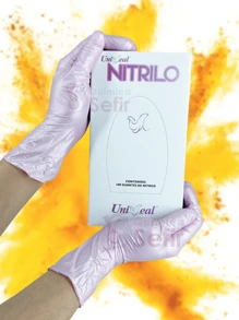 Caja de guantes de nitrilo color rosa metálico con 100 piezas, sin polvo, desechables, sin látex, para cocina, baño, hogar, proveedores de artículos del hogar - Rosa - Ver 1