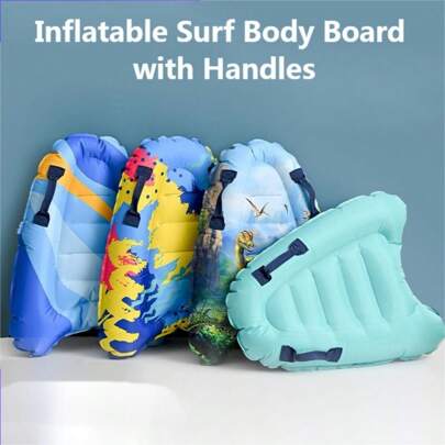Inflatable Surfboard With Handle, Lightweight Swimming Floating Surfboard Pad, Suitable For Learning To Swim, Beach Themed Surfing & Swimming Summer Water Sports, Adult Pool Floating Mat, Beach Essential, Beach Accessory