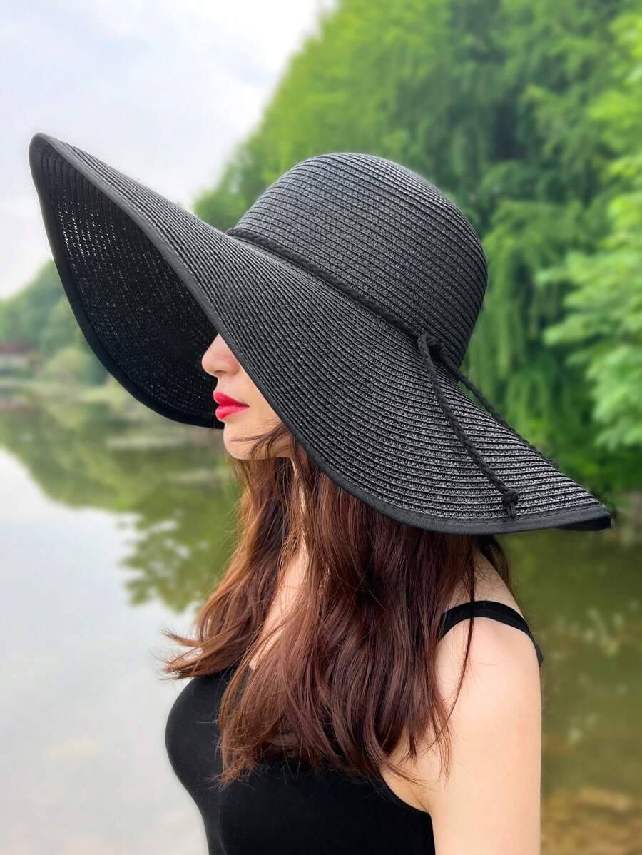 1pc Women's Sun Hat Straw Hat For Beach Vacation In Spring/summer