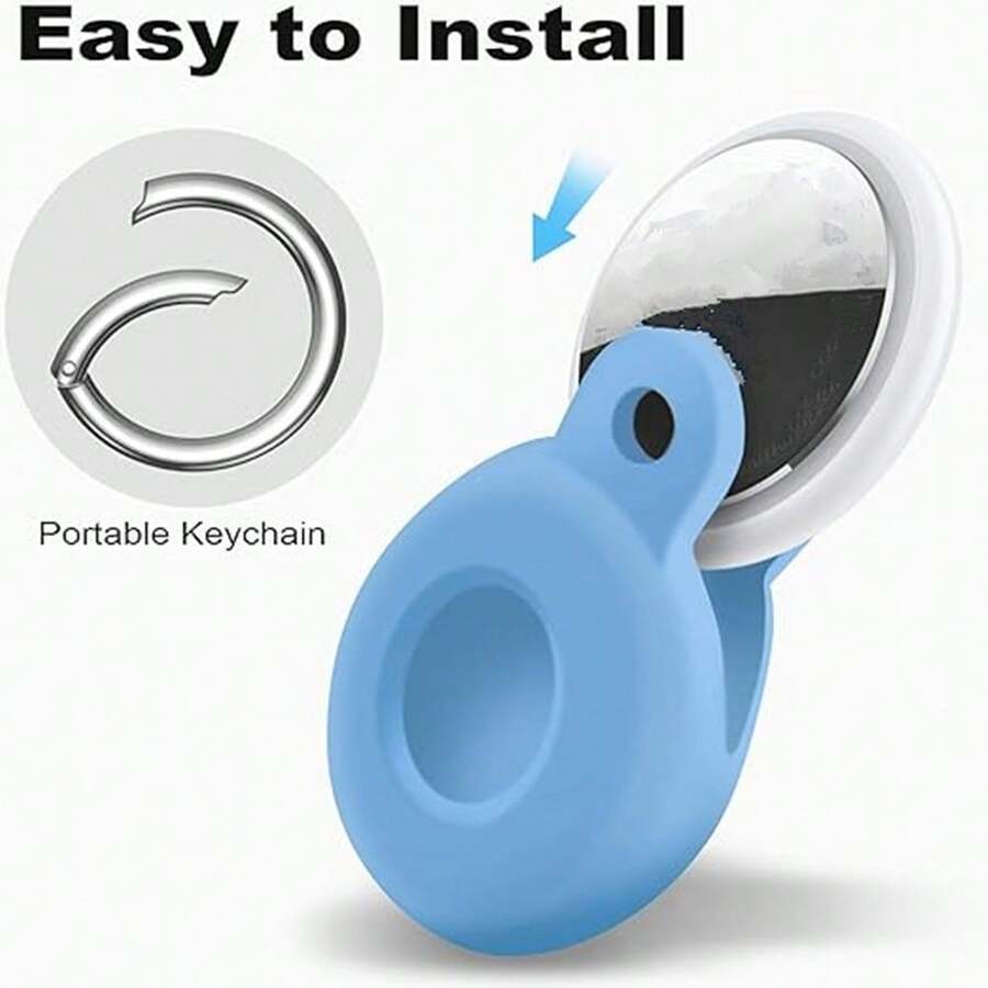 圓扣全覆蓋位置追蹤器保護殼,與airtag兼容 - 淺藍色 - 查看 1