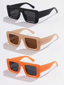 1入女士塑料方框厚框復古休閒運動時尚百搭眼鏡,適用於日常穿著、戶外和假期,配有眼鏡盒 - 彩色 - 查看 6